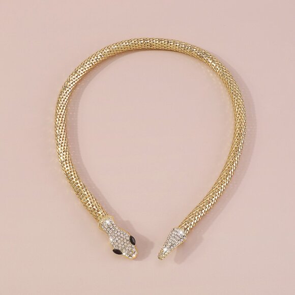 3/$35 Gold Plated Pave Rhinestone Snake Head Lariat Y Necklace Chain Statement - Picture 5 of 8